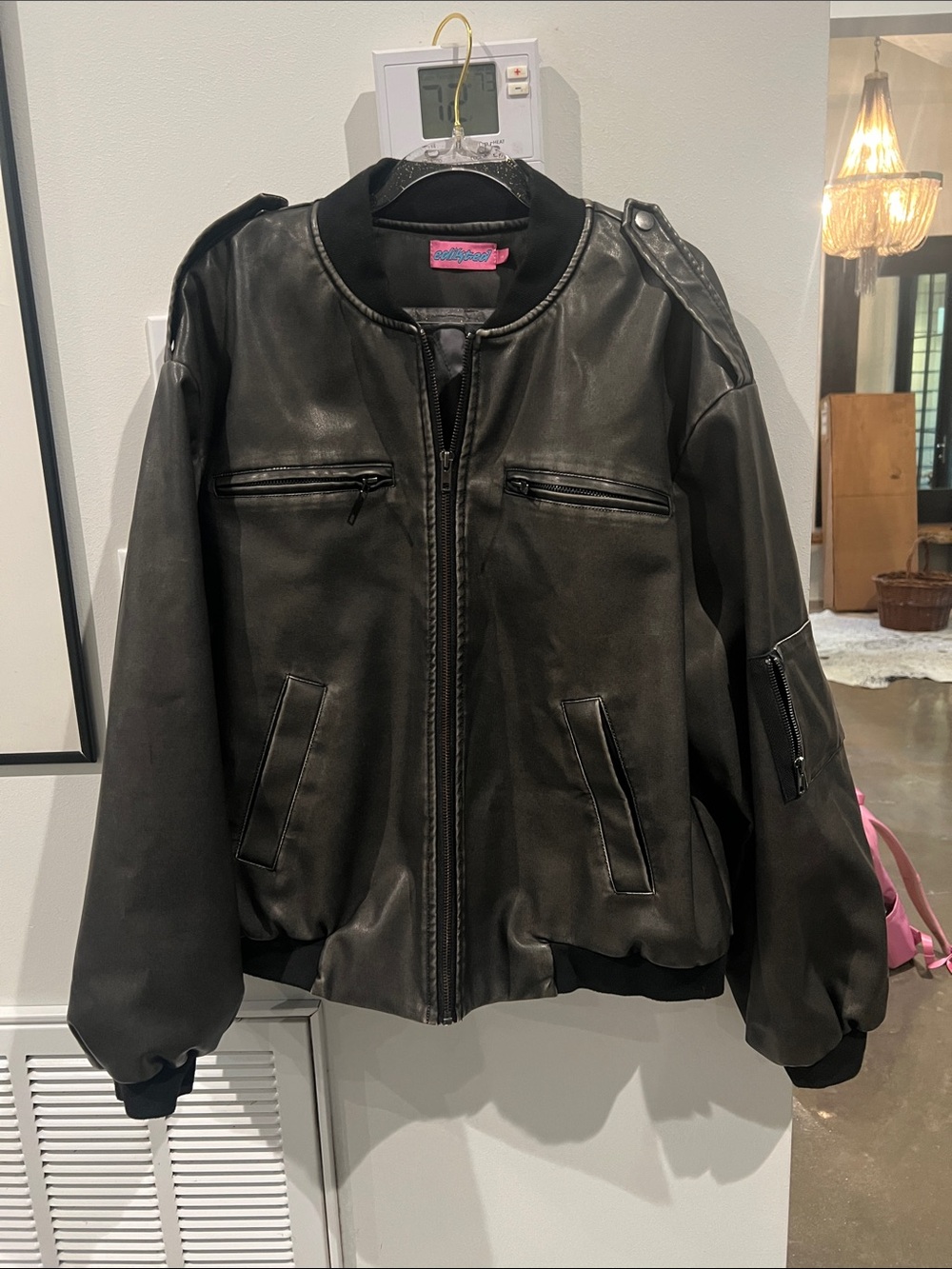 EUC Edikted Faux Leather Bomber Jacket Sm